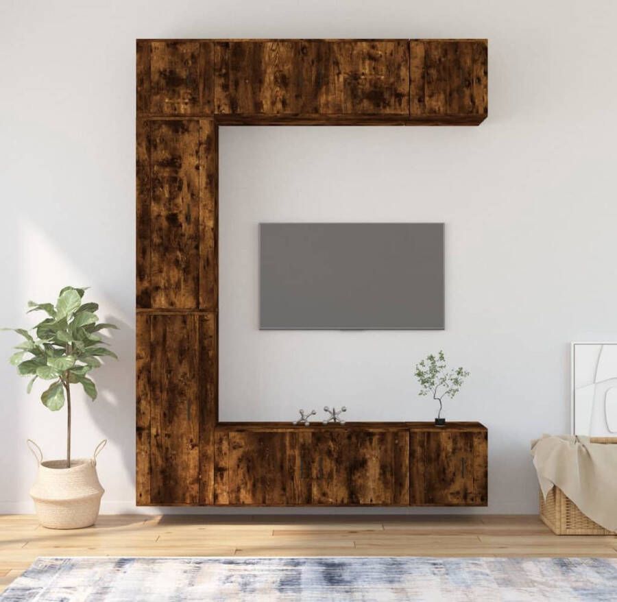 VidaXL -7-delige-Tv-meubelset-bewerkt-hout-gerookt-eikenkleurig