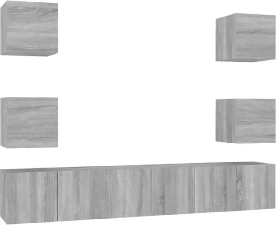 VidaXL -7-delige-Tv-meubelset-bewerkt-hout-grijs-sonoma-eikenkleurig - Foto 2