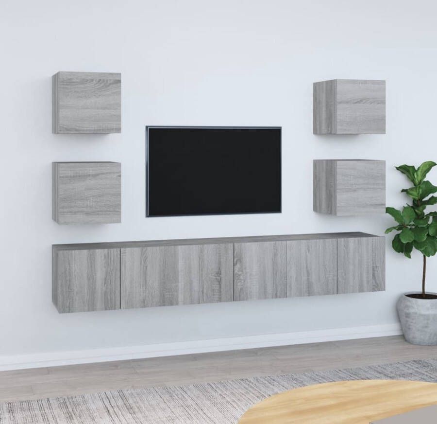 VidaXL -7-delige-Tv-meubelset-bewerkt-hout-grijs-sonoma-eikenkleurig