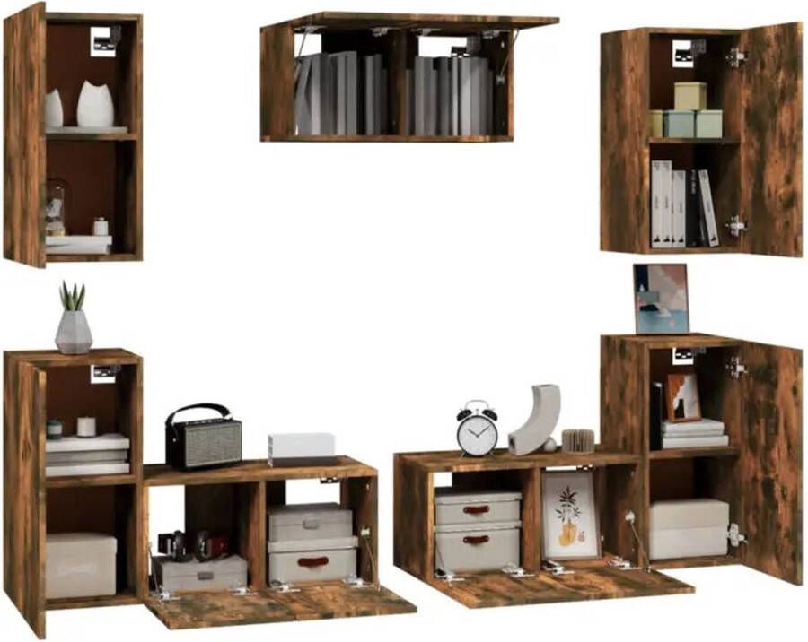 VidaXL -7-delige-Tv-meubelset-bewerkt-hout-grijs-sonoma-eikenkleurig - Foto 2