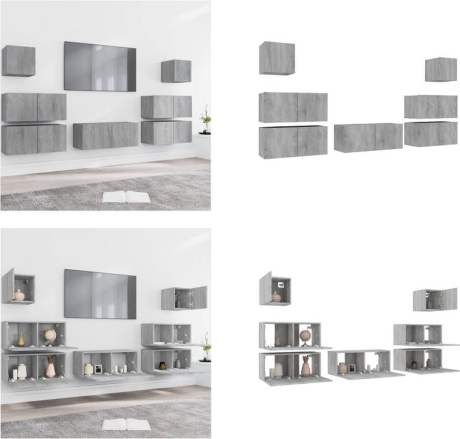 VidaXL 7-delige Tv-meubelset bewerkt hout grijs sonoma eikenkleurig Tv-kastenset Tv-kastensets Tv-meubelset Televisiemeubelset