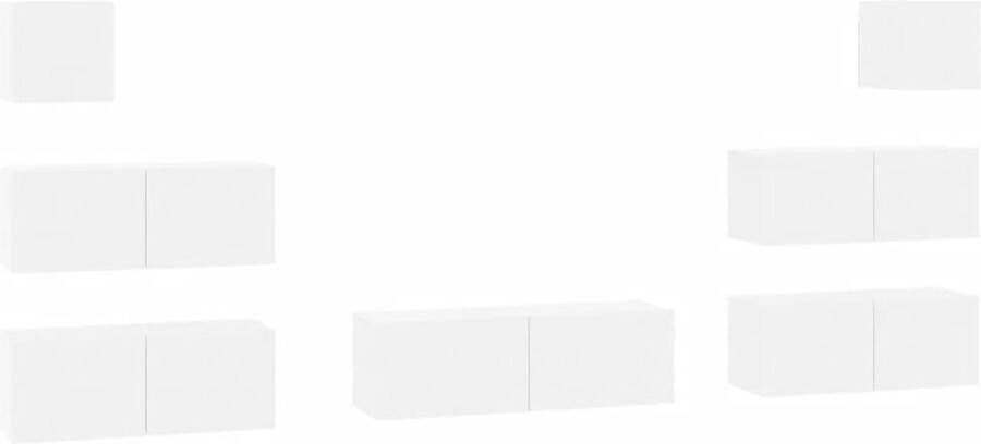 VidaXL -7-delige-Tv-meubelset-bewerkt-hout-hoogglans-wit - Foto 2