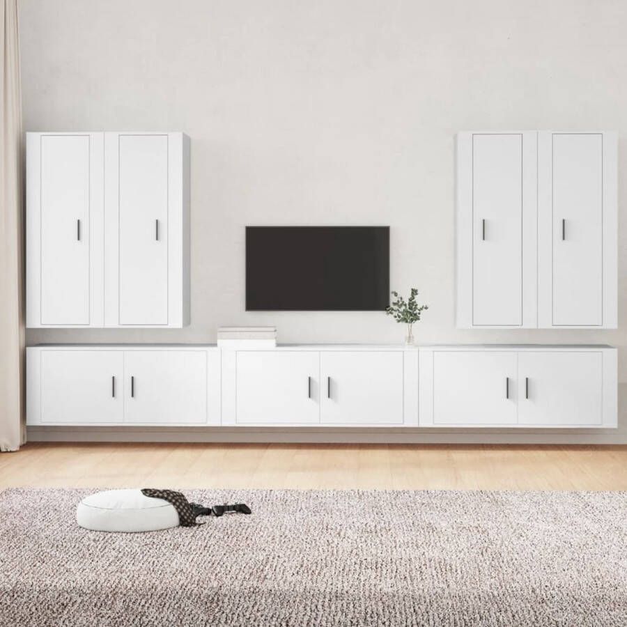 VidaXL -7-delige-Tv-meubelset-bewerkt-hout-wit