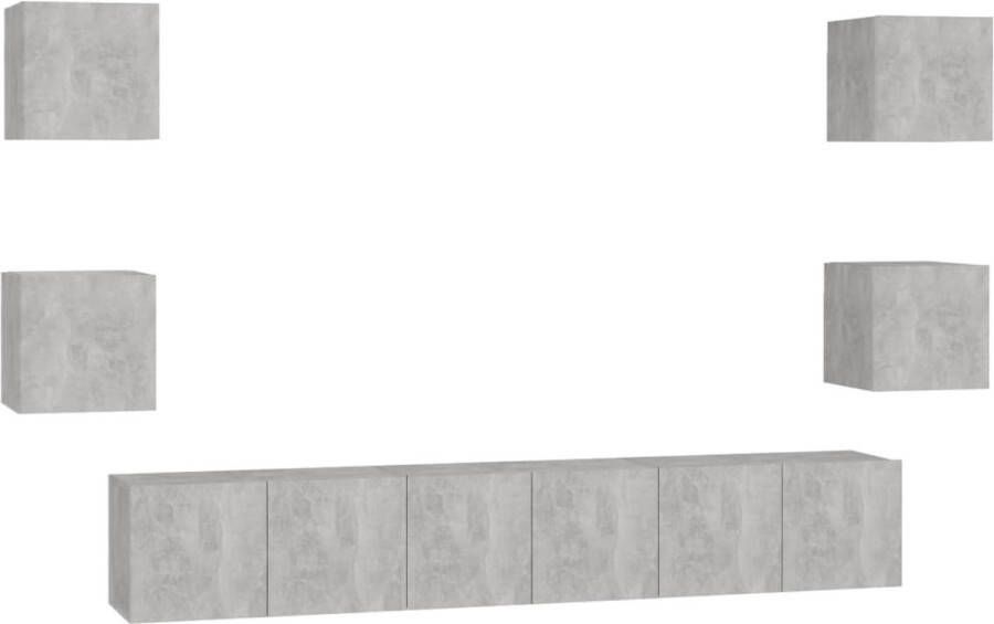 VidaXL Tv-meubelset 7-delig Bewerkt hout Betongrijs Tv Kast Televisiescherm Meubels Salontafel Woonkamerinrichting Houten Tv Stand