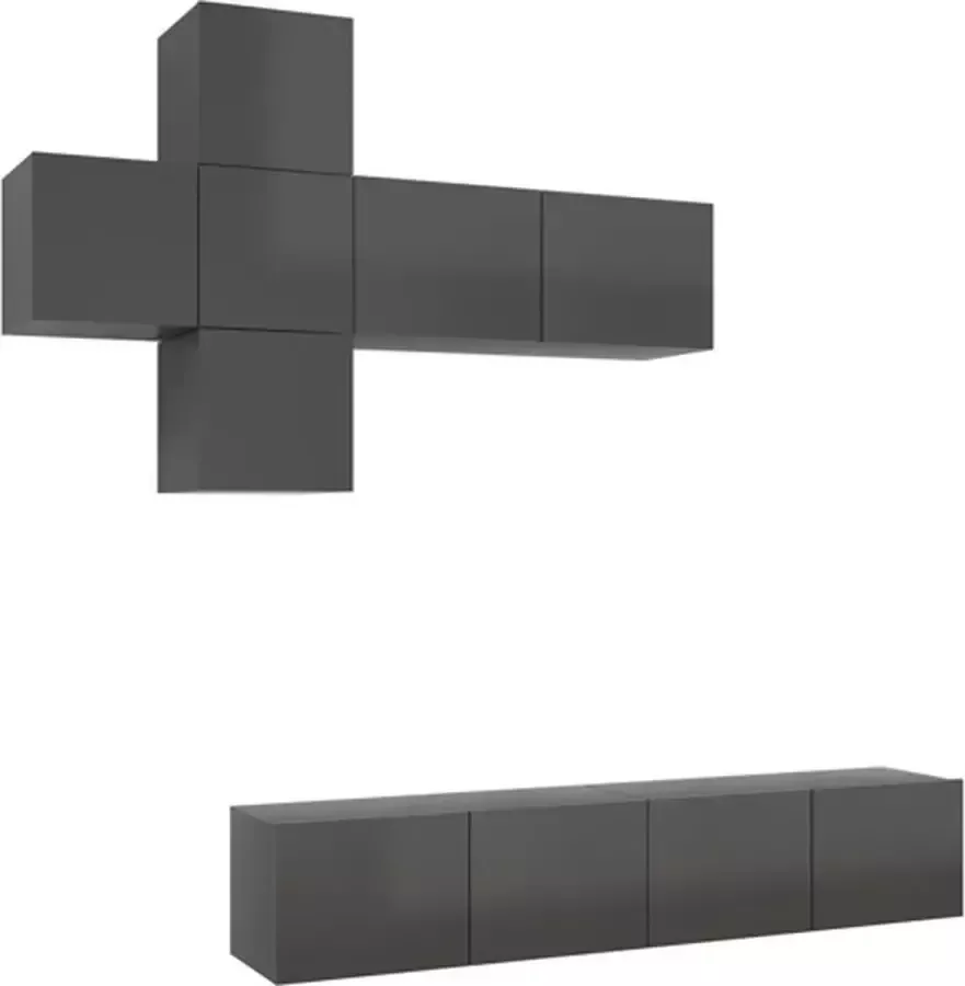 VidaXL -7-delige-Tv-meubelset-spaanplaat-hoogglans-grijs - Foto 2