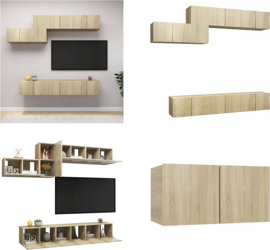 VidaXL 7-delige Tv-meubelset bewerkt hout sonoma eikenkleurig Tv-kastenset Tv-kastensets Tv-kasten Tv-meubelset
