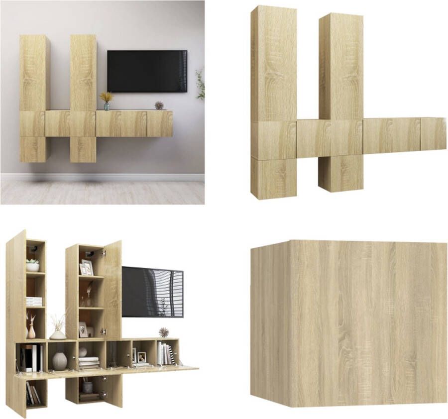 VidaXL 7-delige Tv-meubelset bewerkt hout sonoma eikenkleurig Tv-kastenset Tv-kastensets Tv-kasten Tv-meubelset