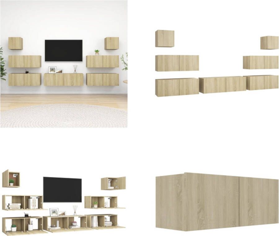 VidaXL 7-delige Tv-meubelset spaanplaat sonoma eikenkleurig Tv-kastenset Tv-kastensets Tv-kasten Tv-meubelset
