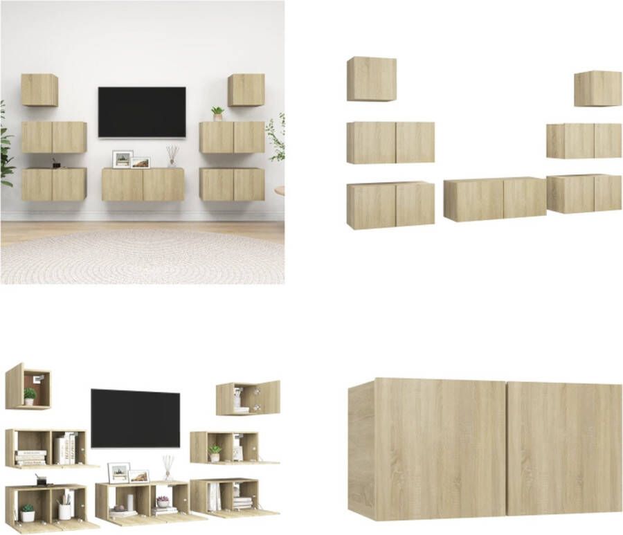 VidaXL 7-delige Tv-meubelset spaanplaat sonoma eikenkleurig Tv-kastenset Tv-kastensets Tv-kasten Tv-meubelset
