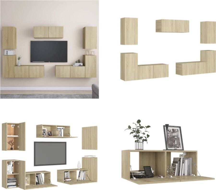 VidaXL 7-delige Tv-meubelset spaanplaat sonoma eikenkleurig Tv-meubelset Tv-meubelsets Tv Meubelset Tv Meubelsets