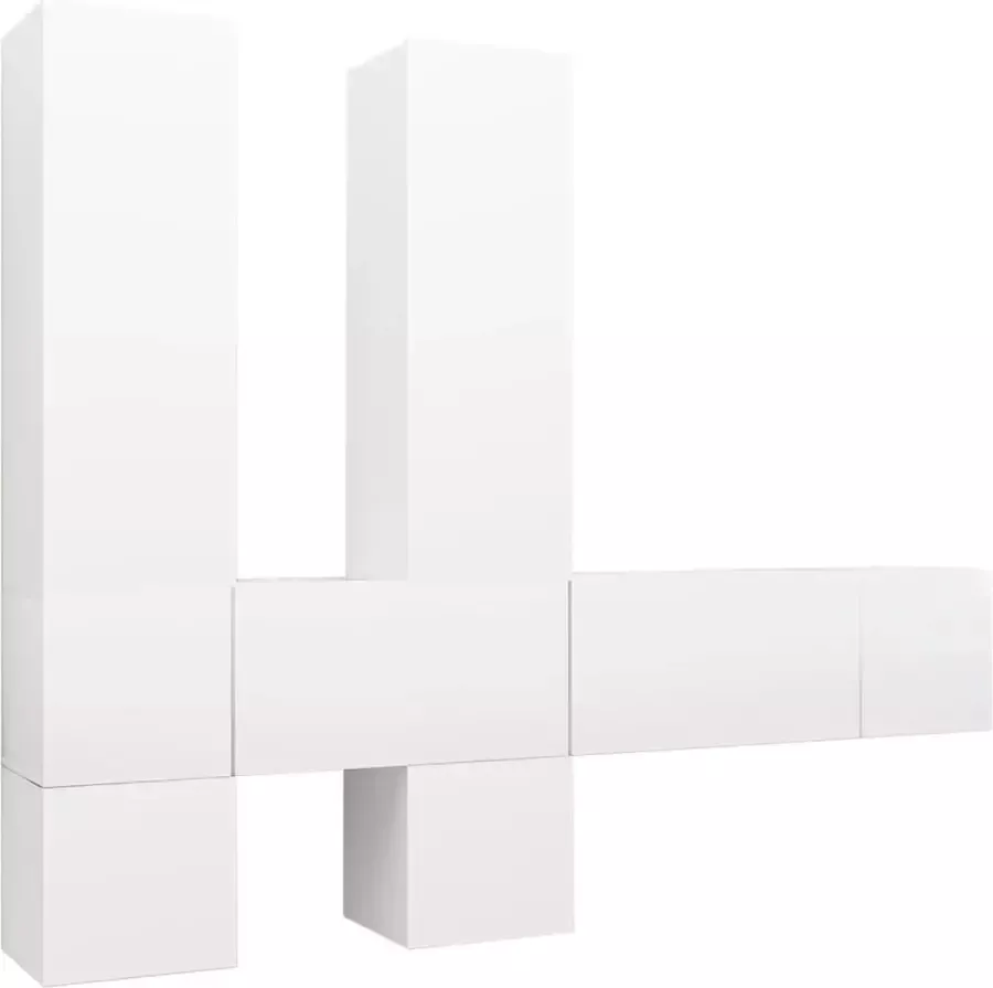 VidaXL 7-delige Tv-meubelset bewerkt hout wit - Foto 2