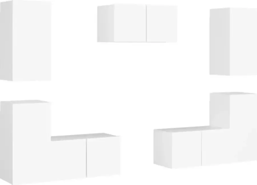 VidaXL 7-delige Tv-meubelset bewerkt hout wit - Foto 3