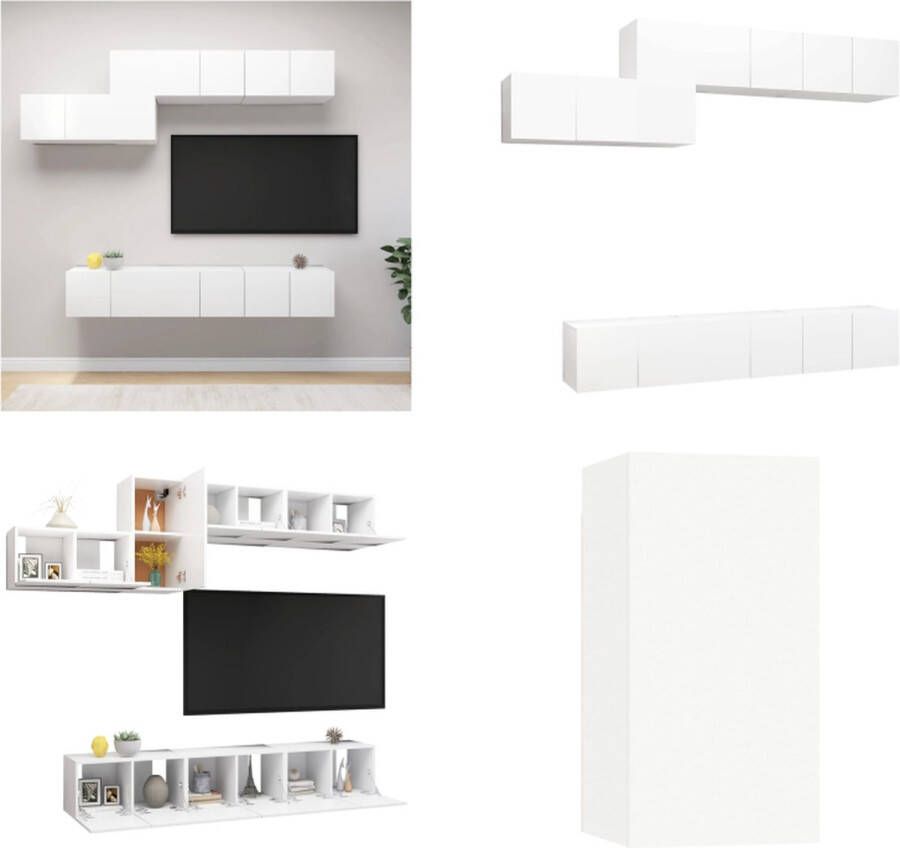 VidaXL 7-delige Tv-meubelset bewerkt hout wit Tv-kastenset Tv-kastensets Tv-kasten Tv-meubelset