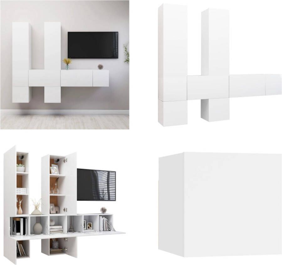 VidaXL 7-delige Tv-meubelset bewerkt hout wit Tv-kastenset Tv-kastensets Tv-kasten Tv-meubelset