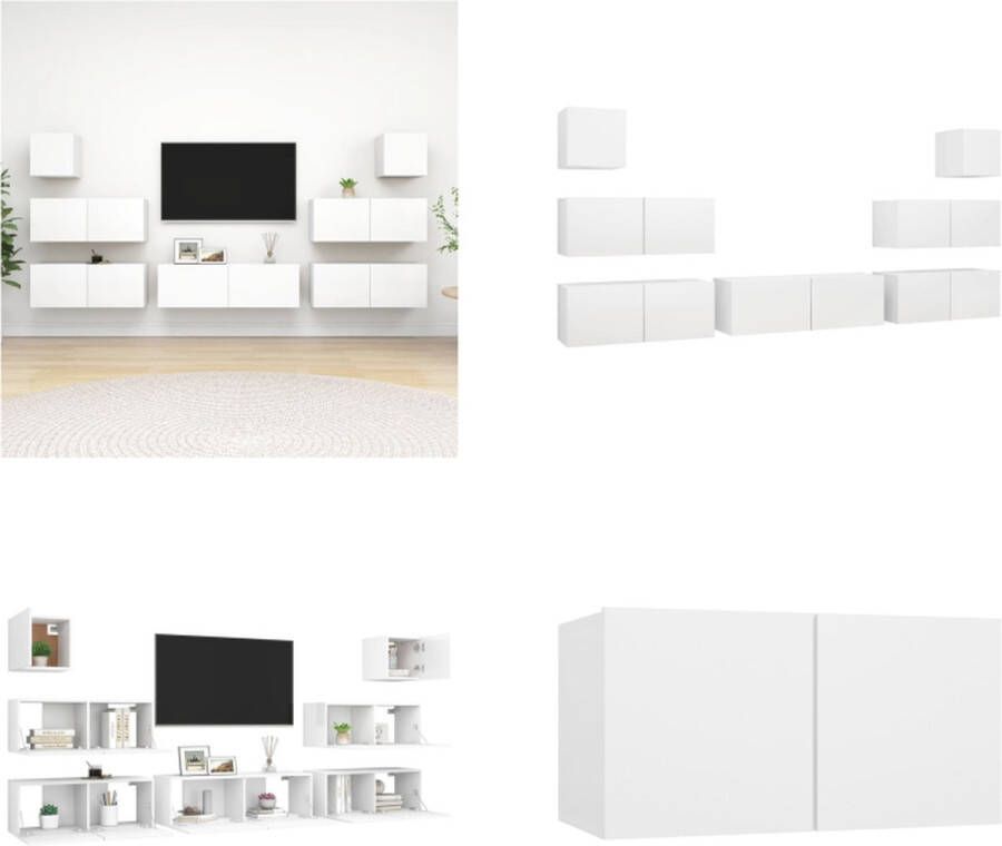 VidaXL 7-delige Tv-meubelset bewerkt hout wit Tv-kastenset Tv-kastensets Tv-kasten Tv-meubelset