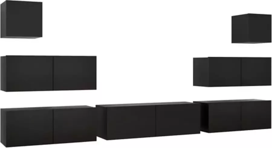 VIDAXL 7-delige Tv-meubelset bewerkt hout zwart - Foto 2