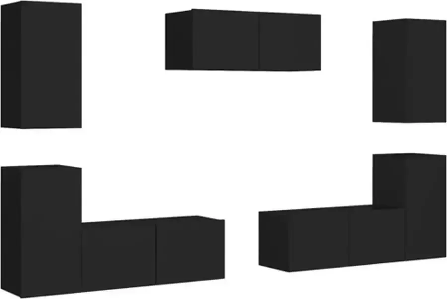 VidaXL -7-delige-Tv-meubelset-spaanplaat-zwart - Foto 4