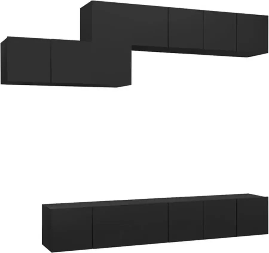 VidaXL 7-delige Tv-meubelset bewerkt hout zwart - Foto 3