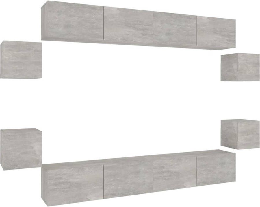 VidaXL -8-delige-Tv-meubelset-bewerkt-hout-betongrijs - Foto 2