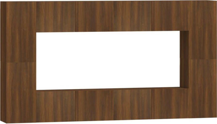 VidaXL 8-delige Tv-meubelset Bruin Eikenkleur TV Kast Wandmontage Bruin Houten Meubilair Salontafel Livingroom