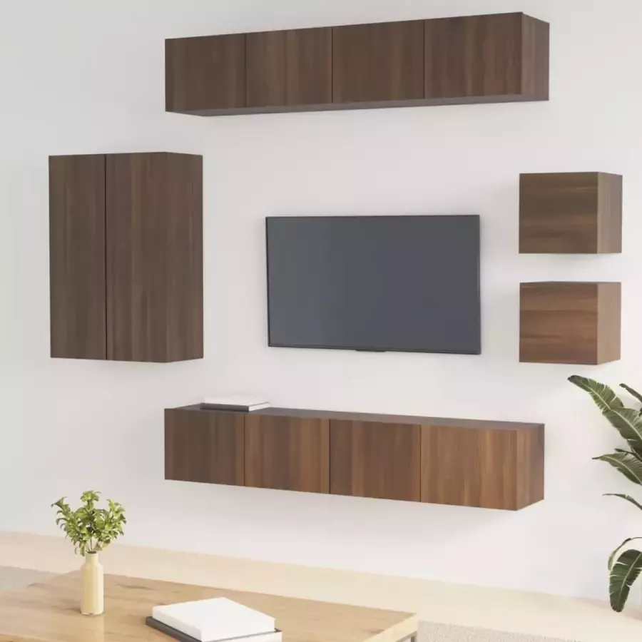 VidaXL -8-delige-Tv-meubelset-bewerkt-hout-bruineikenkleurig - Foto 1