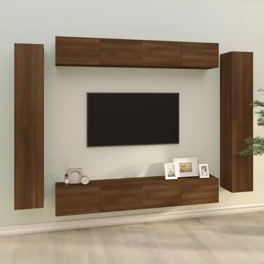 VidaXL -8-delige-Tv-meubelset-bewerkt-hout-bruineikenkleurig