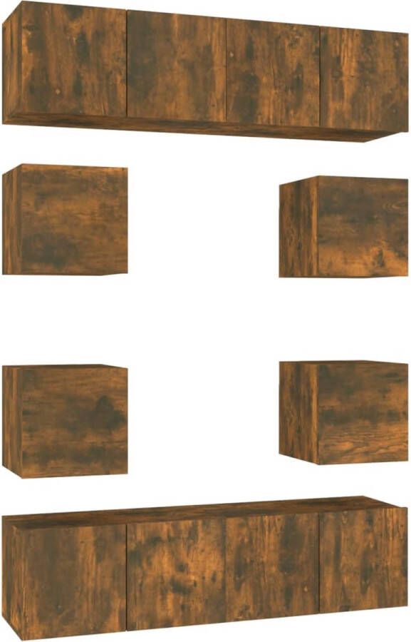 VidaXL -8-delige-Tv-meubelset-bewerkt-hout-gerookt-eikenkleurig