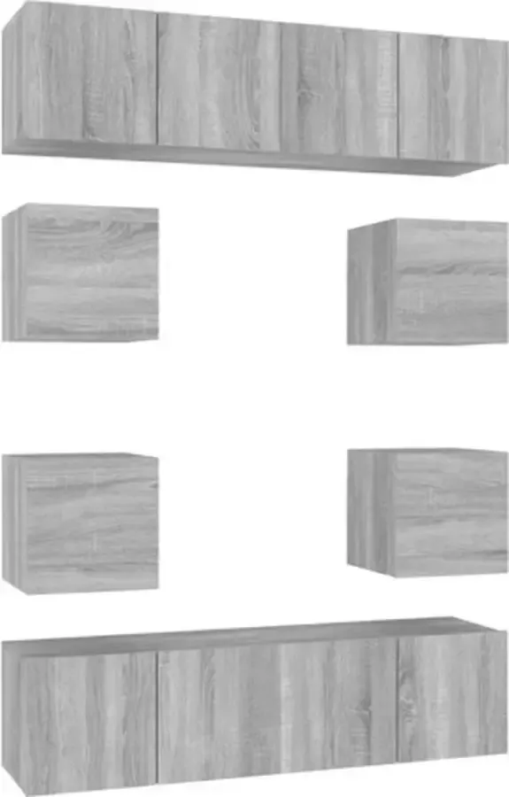 VidaXL -8-delige-Tv-meubelset-bewerkt-hout-grijs-sonoma-eikenkleurig - Foto 2