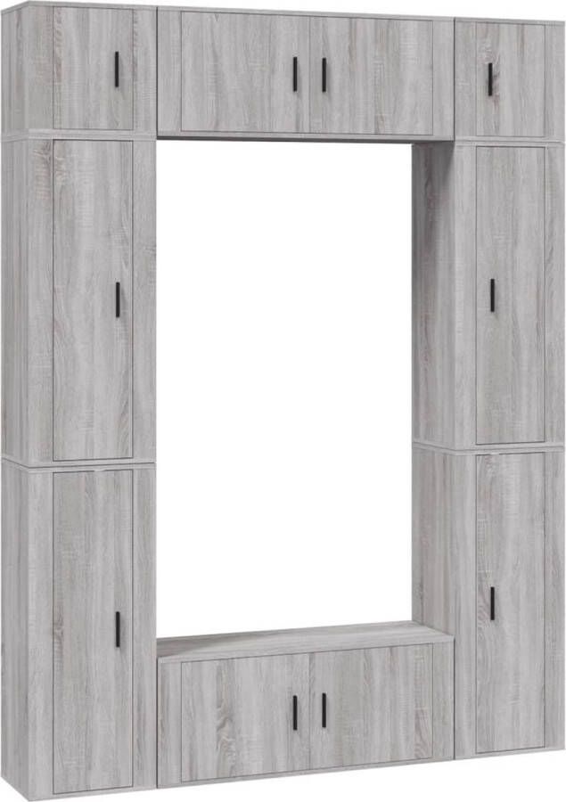 VidaXL -8-delige-Tv-meubelset-bewerkt-hout-grijs-sonoma-eikenkleurig