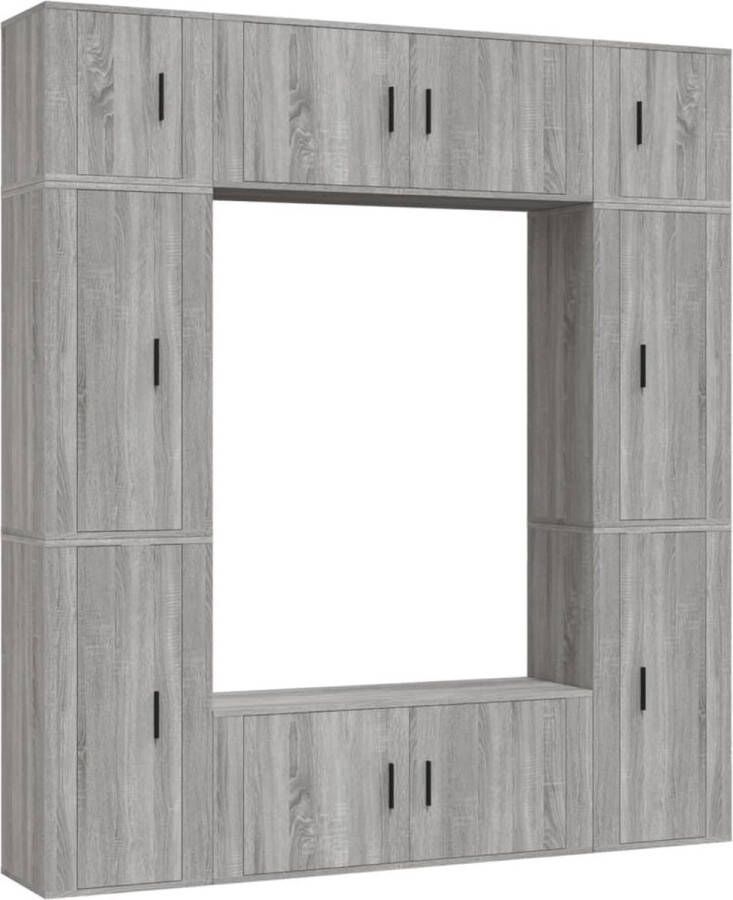VidaXL -8-delige-Tv-meubelset-bewerkt-hout-grijs-sonoma-eikenkleurig