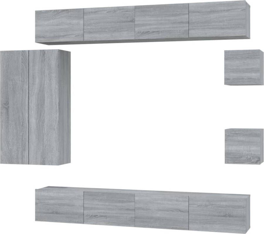 VidaXL -8-delige-Tv-meubelset-bewerkt-hout-grijs-sonoma-eikenkleurig - Foto 2