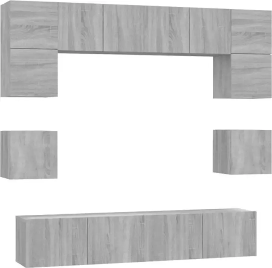 VidaXL -8-delige-Tv-meubelset-bewerkt-hout-grijs-sonoma-eikenkleurig - Foto 2
