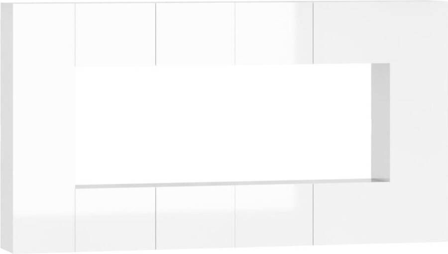 VidaXL -8-delige-Tv-meubelset-bewerkt-hout-hoogglans-wit
