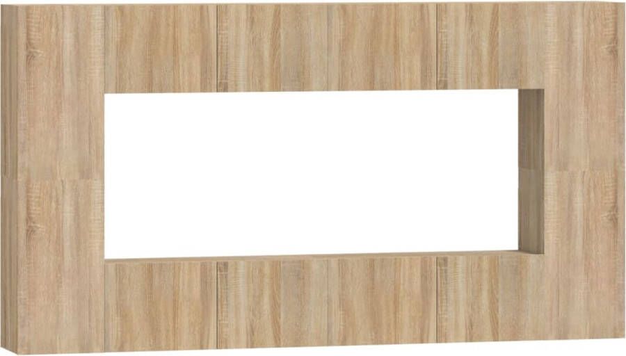 VidaXL Tv-meubelset 8-delig Sonoma eiken kleur Televisiesectie Salontafel Houten Meubel Bruine Meubelen Wandmontage Tv Stand Opbergkasten
