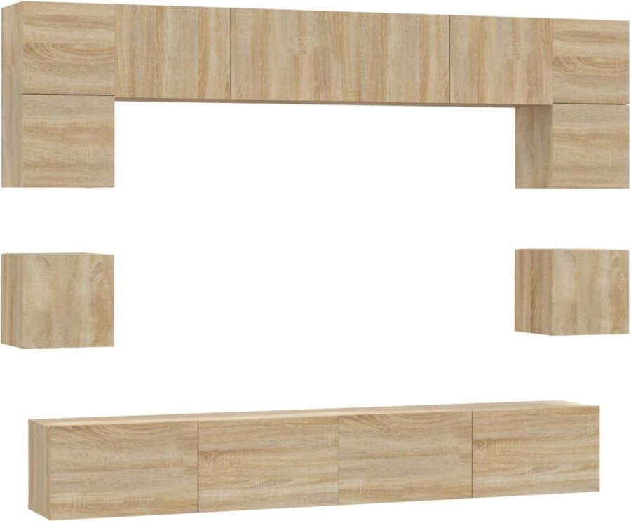 VidaXL 8-delige Tv-meubelset sonoma eikenhout Televisiescherm Salontafel Houten Meubilair Wandmontage Opbergruimte Sonoma Eiken - Foto 2