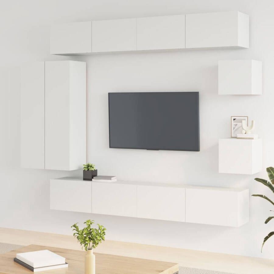 VidaXL -8-delige-Tv-meubelset-bewerkt-hout-wit - Foto 3