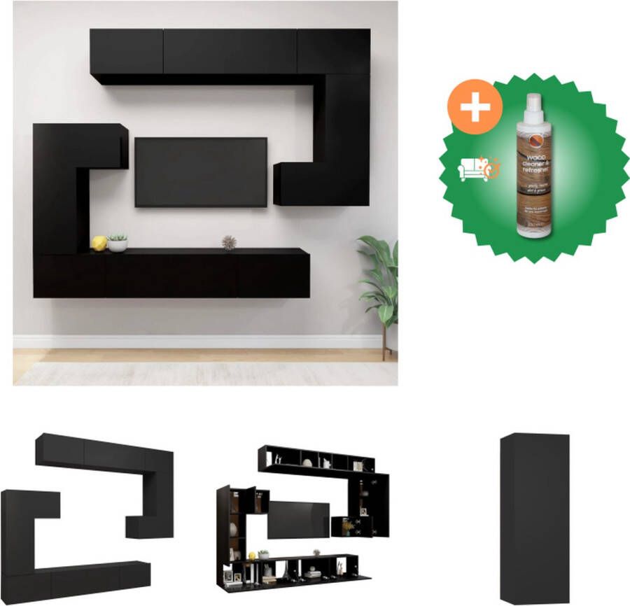 VidaXL Televisiemeubel Set Klassiek TV-meubels 60x30x30 cm 80x30x30 cm 30.5x30x30 cm Zwart bewerkt hout Kast Inclusief Houtreiniger en verfrisser - Foto 2