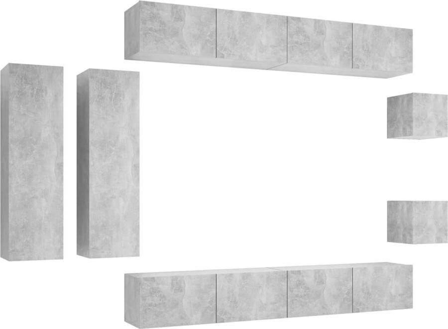 VidaXL 8-delige Tv-meubelset bewerkt hout betongrijs - Foto 1
