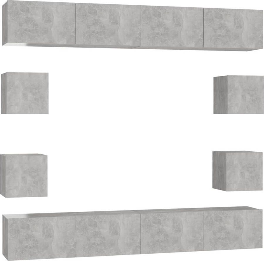 VidaXL -8-delige-Tv-meubelset-spaanplaat-betongrijs - Foto 2
