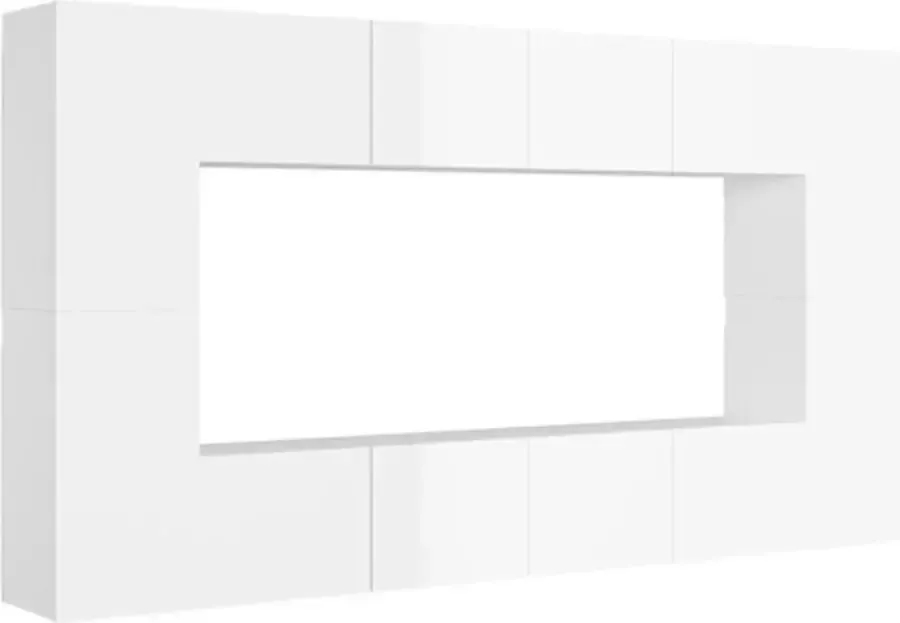 VidaXL -8-delige-Tv-meubelset-spaanplaat-hoogglans-wit - Foto 2