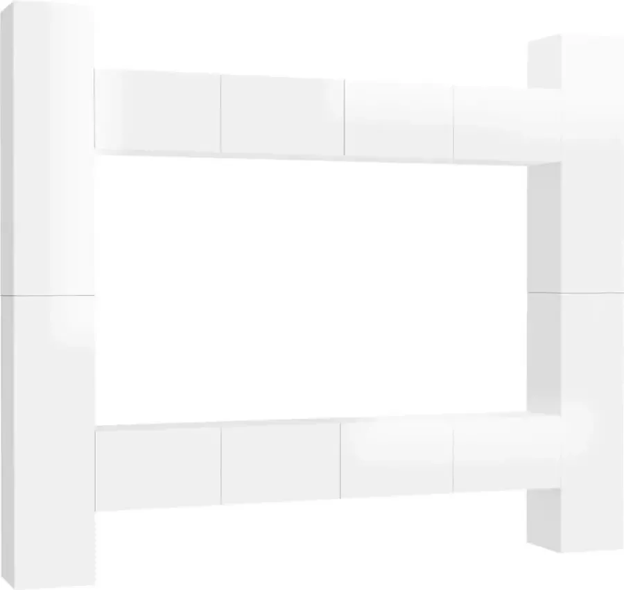 VidaXL -8-delige-Tv-meubelset-spaanplaat-hoogglans-wit - Foto 2
