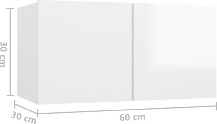 VidaXL 8-delige Tv-meubelset bewerkt hout hoogglans wit - Foto 3