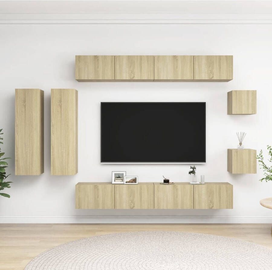 VIDAXL 8-delige Tv-meubelset bewerkt hout sonoma eikenkleurig - Foto 1
