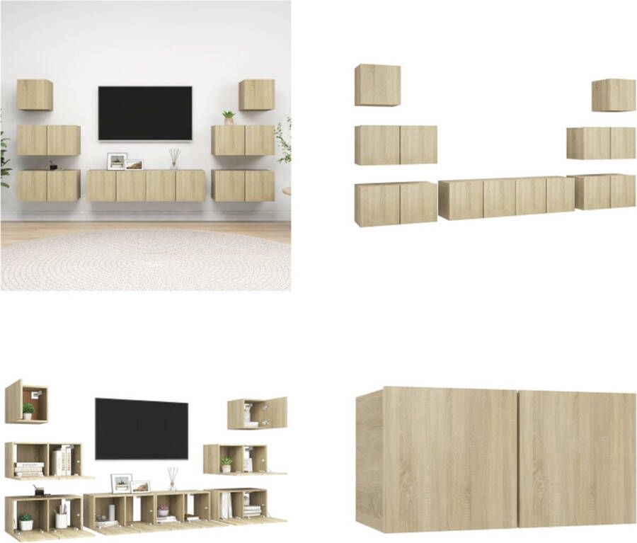 VidaXL 8-delige Tv-meubelset bewerkt hout sonoma eikenkleurig Tv-kastenset Tv-kastensets Tv-kasten Tv-meubelset