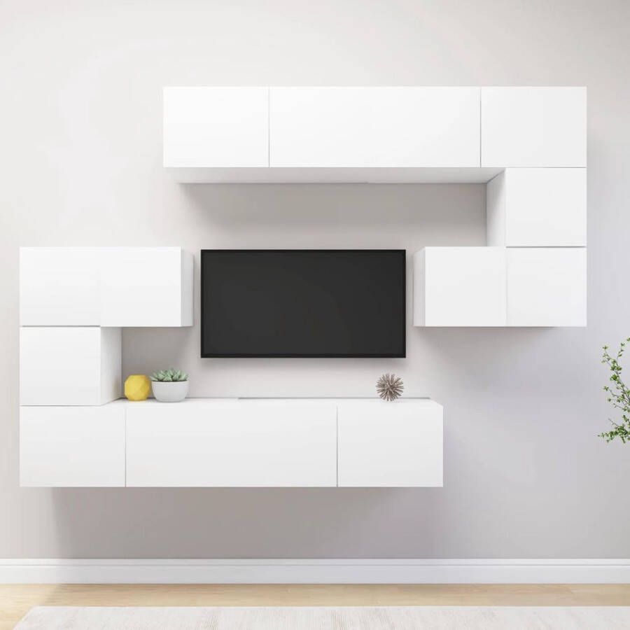 VIDAXL 8-delige Tv-meubelset bewerkt hout wit - Foto 1