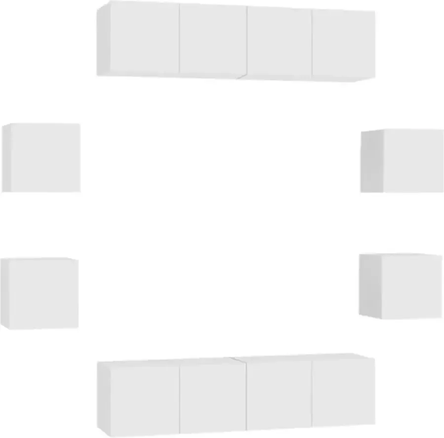 VidaXL -8-delige-Tv-meubelset-spaanplaat-wit - Foto 2