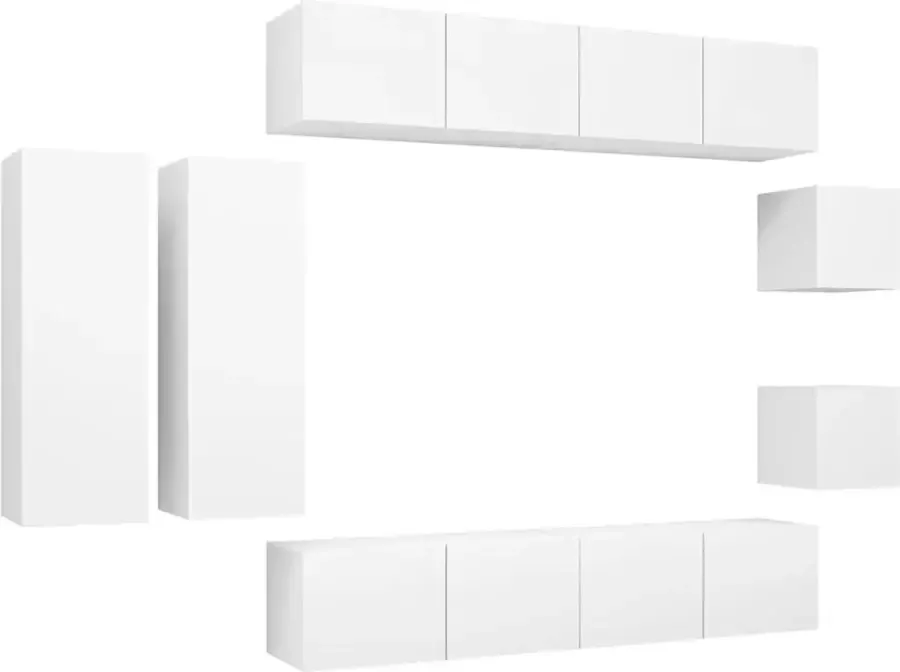 VidaXL 8-delige Tv-meubelset bewerkt hout wit - Foto 2