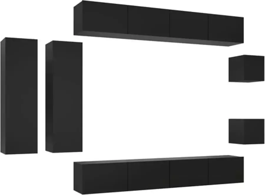 VidaXL -8-delige-Tv-meubelset-spaanplaat-zwart - Foto 2