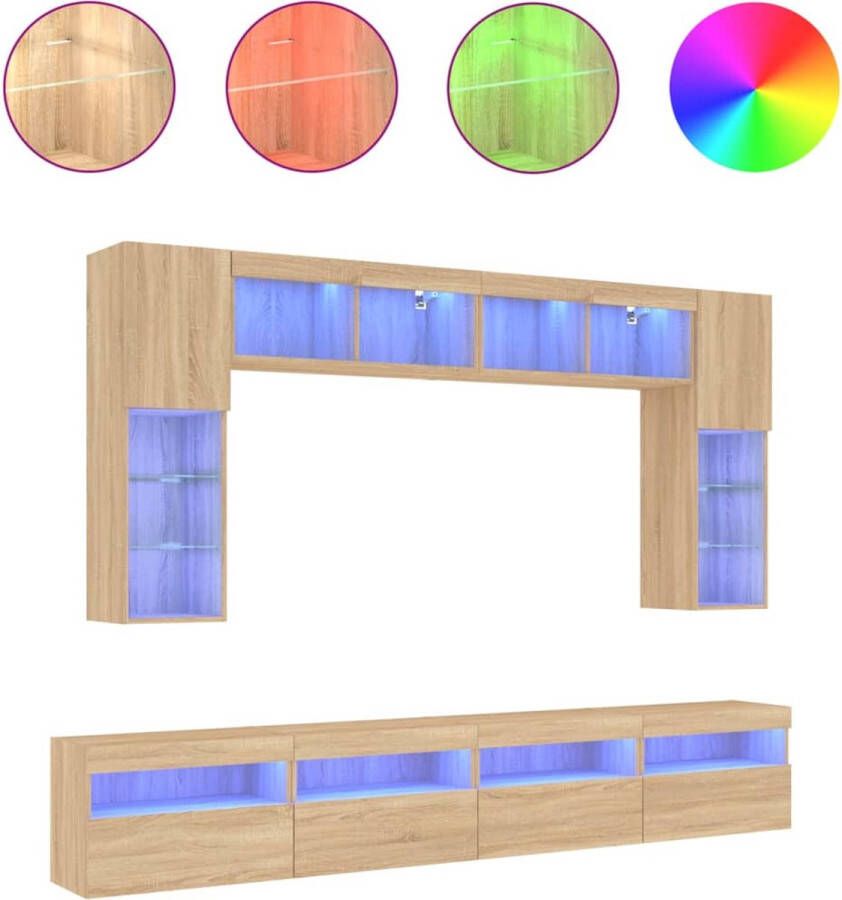 VidaXL -8-delige-Tv-wandmeubelset-met-LED-verlichting-sonoma-eikenkleur - Foto 2