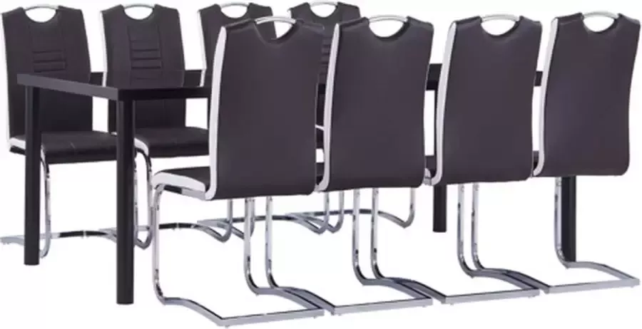 VidaXL 9-delige Eethoek kunstleer bruin